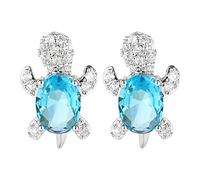 Pendientes de plata de ley 925 para mujer, diseño bohemio de ópalo y estrella de mar, aretes de tortuga de mar, bonitos aretes de cristal de zafiro de tortuga marina, joyería de playa de verano, talla