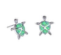 Pendientes de plata de ley 925 para mujer, diseño bohemio de ópalo y estrella de mar, aretes de tortuga de mar, bonitos aretes de cristal de zafiro de tortuga marina, joyería de playa de verano, talla