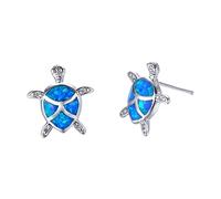 Pendientes de plata de ley 925 para mujer, diseño bohemio de ópalo y estrella de mar, aretes de tortuga de mar, bonitos aretes de cristal de zafiro de tortuga marina, joyería de playa de verano, talla