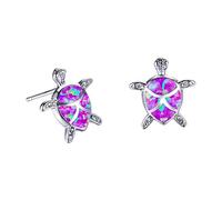 Pendientes de plata de ley 925 para mujer, diseño bohemio de ópalo y estrella de mar, aretes de tortuga de mar, bonitos aretes de cristal de zafiro de tortuga marina, joyería de playa de verano, talla