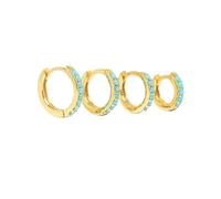 Pendientes de plata de ley 925 para mujer, redondos, microincrustaciones, aros de circonita y diamante, joyería Brincos 6, 7, 8, 9 mm, talla única, Ágata