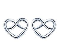 Pendientes de plata de ley 925, Pendientesde corazón para mujer, Tachuelas para niña, diseño de símbolo de infinito, plateado, regalo de cumpleaños de Navidad