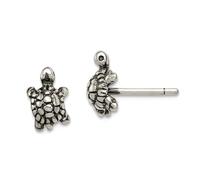 Pendientes de plata de ley 925 y poste de tortuga miden 10 x 7 mm de ancho, joyería para mujer