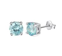 Pendientes De Plata De Ley con Circonita Azul Claro De Marzo, Piedra Natal, para Mujer, Horóscopo De Las 12 Constelaciones, Astrología Celestial.