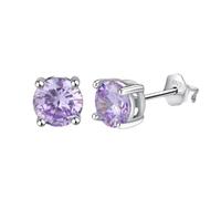 Pendientes De Plata De Ley con Circonita Morada Clara De Junio, Piedra Natal, para Mujer, 12 Constelaciones Del Horóscopo, Astrología Celestial.