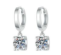 Pendientes de plata de ley con diamantes de Mosan geométricos para mujer, simples y versátiles., Metal