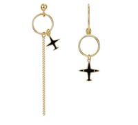 Pendientes de plata de ley con diseño de avión asimétrico, adecuados para bodas, aniversarios y festividades, Plata de ley 925, No es una piedra preciosa