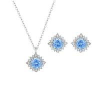 Pendientes de plata de ley con diseño de girasol azul mar y joyas de temperamento versátiles, plata
