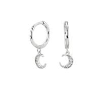 Pendientes de plata de ley con diseño de luna y circonita apilada, joyería europea y americana., Metal