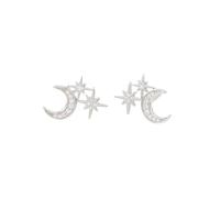 Pendientes de plata de ley con estrella y luna, accesorios para mujer europea y americana, Metal