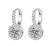 Pendientes de plata de ley con forma de cruz redonda con piedra de Mosan, joyería personalizada para mujer europea y americana, Metal