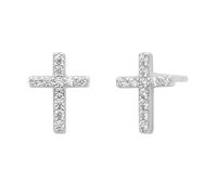 Pendientes de plata de ley con forma de cruz simple para mujer europea y americana., Metal