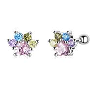 Pendientes de plata de ley con forma de pata de circonita de colores para mujer.