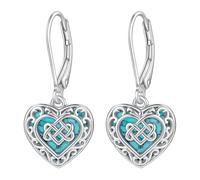 Pendientes de plata de ley para mujer, aretes de turquesa, filigrana, nudo celta, árbol de la vida, cruz vintage, colgantes colgantes de palanca, joyería bohemia, regalos, Plata de ley, Circonita