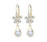 Pendientes de plata de moda de acero inoxidable redondos para mujer con cristales colgantes para mujer, talla única, Metal