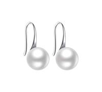 Pendientes de plata de moda pendientes de perlas versión coreana ligera simple forma geométrica alta tacones pendientes de gancho para mujer pendientes de flores plateados, talla única, Metal, Sin