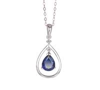 Pendientes de plata de zafermas azules Joyas de plata para mujeres 2.05 Collar de estilo de zafiro de quilates