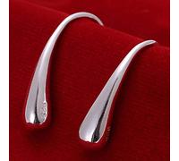 Pendientes de Plata Esterlina S925 Accesorios de Moda Europea Y Americana Pendientes de Plata Geométrica Pendientes de Gancho de Oreja de Gota Simple, WOZUIMEI, Blanco,