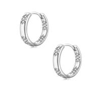 Pendientes de plata para mujer, aretes de aro de oro blanco, hipoalergénicos, pequeños aretes de circonita cúbica, aretes delicados para dormir, joyas, regalos de Navidad y cumpleaños, Oro blanco