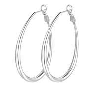 Pendientes de plata para mujer, colgantes brillantes, aros gruesos de oro, hipoalergénicos, aros para niños, aros ovalados de oro o aretes de aro de plata para mujer, aretes ligeros, talla única