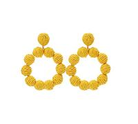 Pendientes de plata para mujer, pendientes de ratán, anillo de ratán para mujer, hechos a mano, trenzado, paja, rafia, verano, playa, accesorios de aro de acero inoxidable para mujer, talla única