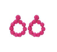 Pendientes de plata para mujer, pendientes de ratán, anillo de ratán para mujer, hechos a mano, trenzado, paja, rafia, verano, playa, accesorios de aro de acero inoxidable para mujer, talla única