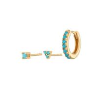 Pendientes De Plata Para Mujeres,Pendiente Vintage De Plata De Ley 925 Auténtica Bohemia Bling Turquesa Piercing Stud Pendientes Para Mujeres Niñas Amantes 'Charm Gifts