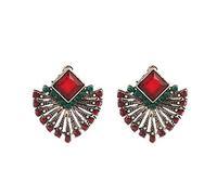Pendientes De Plata Para Mujeres, Pendientes De Botón Vintage Pendientes De Cristal En Forma De Abanico De Piedra Roja Bohemia Para Mujer Pendientes De Aretes Brincos Earing Brinco Regalo De Cumplea