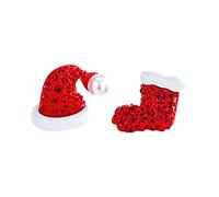 Pendientes De Plata Pendiente de tuerca árbol Navidad, joyería festiva, regalos Navidad para mujeres, niños, adolescentes, niñas, campana, nieve Santa (RD3, One Size)