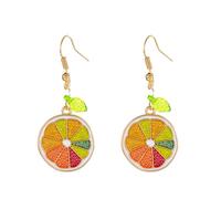 Pendientes de playa para mujer, aretes colgantes coloridos para mujer, plata de ley 925, ganchos amarillos, naranjas, verdes, aretes de gota de frutas, joyería de vacaciones para mujer, aretes de