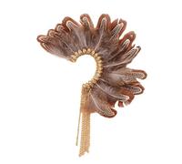 Pendientes de plumas estilo exótico con borlas de diamantes y ganchos for las orejas sin perforaciones(Left+right(pair))