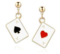 Pendientes De Póker Para Mujer, pendientes colgantes de póquer, Pendientes Hipoalergénicos, Corazones De Póquer Y As De Espadas, pendientes de moda, Para Mujeres, Niñas, Juegos