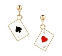 Pendientes De póquer Chapados En Oro Pendientes De Moda PóQuer JoyeríA De Casino Para Mujeres, NiñAs, Juegos De Azar, Bodas