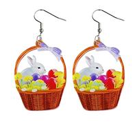 Pendientes de primavera con diseño de conejito de Pascua, diseño de gallina y huevo, estilo destino, One Size, Acrílico, Sin piedra preciosa