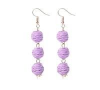 Pendientes De Rafia Bohemios Morados para Mujer, Ligeros, Hechos A Mano, con Forma De Farol De Paja Trenzada, Colgantes, Modernos y Bonitos, Joyería De Verano para Mujer.