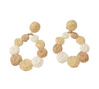 Pendientes De Rafia Color Caqui Llamativos, Estilo Bohemio, para Playa, De Verano, Ligeros, De Mimbre Y Paja, Colgantes, Joyería Tropical De Ratán A La Moda para Mujer.