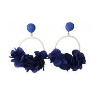 Pendientes De Rafia con Flores Azules, Redondos, Colgantes, con Forma De Flor, Hechos A Mano, Estilo Bohemio, Joyería De Playa Tropical De Verano para Mujeres y Niñas.