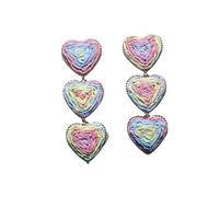 Pendientes De Rafia con Forma De Corazón, Coloridos, Tejidos A Mano, Estilo Bohemio, Colgantes para Mujer, Modernos Y Bonitos, para Vacaciones De Verano, Accesorios para Festivales.