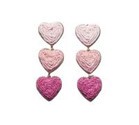 Pendientes De Rafia con Forma De Corazón En Color Rosa, Coloridos, Tejidos A Mano, Estilo Bohemio, para Mujer, Modernos Y Bonitos, para Vacaciones De Verano, Accesorios para Festivales.