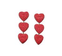 Pendientes De Rafia con Forma De Corazón En Rojo, Coloridos, Tejidos A Mano, Estilo Bohemio, para Mujer, Modernos Y Bonitos, para Vacaciones De Verano, Accesorios para Festivales.