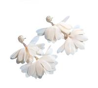 Pendientes De Rafia De Paja Blanca Hechos A Mano para Mujer, Estilo Bohemio, con Borlas Florales, Joyería Exagerada para Viajes Y Playa.