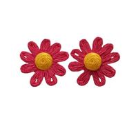 Pendientes De Rafia Roja con Grandes Flores Tejidas A Mano, Estilo Bohemio, con Diseño De Paja, para Playa, Verano, Joyería Exagerada para Mujeres Y Niñas.