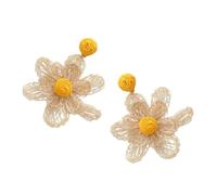 Pendientes De Rafia Tejidos Elegantes Para Mujer Joyería Floral Colorida Las Orejas Joyería De Paja Tejida Con Flecos Fiesta Diaria Mujer