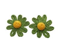 Pendientes De Rafia Verde con Grandes Flores Tejidas A Mano, Estilo Bohemio, con Flores De Paja, Joyería De Playa para Verano, Estilo Exagerado, para Mujeres Y Niñas.