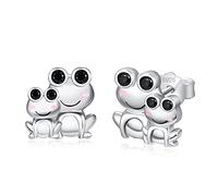 Pendientes de rana para mujer, de plata de ley, bonitos animales, rana, joyería, regalos