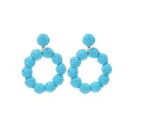 Pendientes de ratán con colgante de ratán para mujer, hechos a mano, de paja trenzada, rafia, accesorios de playa de verano, juego de regalo para mujer, talla única, Acero inoxidable