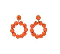 Pendientes de ratán con colgante de ratán para mujer, hechos a mano, de paja trenzada, rafia, accesorios de playa de verano, juego de regalo para mujer, talla única, Acero inoxidable
