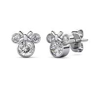 Pendientes de ratón de plata con cristales austriacos Minnie Mickey, chapados en rodio, regalo para niñas y mujeres
