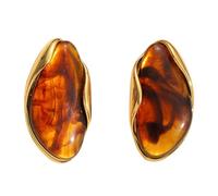 Pendientes de resina con patrón geométrico, hechos a mano, chapados en oro, de acero inoxidable, para ocasiones diarias, aretes de resina moderna con forma geométrica, talla única, como se describe