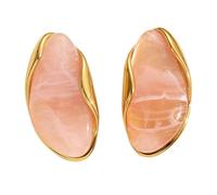 Pendientes de resina de acero inoxidable con forma geométrica de moda, hechos a mano, accesorios para uso diario, aretes geométricos chapados en oro, talla única, como se describe, como se describe